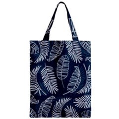 Blue Leaves Zipper Classic Tote Bag