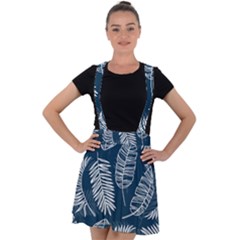 Blue Leaves Velvet Suspender Skater Skirt by goljakoff