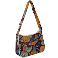 Butterfly And Flowers Zip Up Shoulder Bag by goljakoff