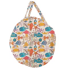 Sea Creatures Giant Round Zipper Tote by goljakoff