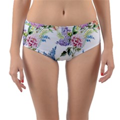 Flowers Reversible Mid-waist Bikini Bottoms by goljakoff