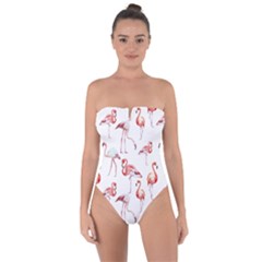 Rose Flamingos Tie Back One Piece Swimsuit by goljakoff