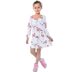 Rose Flamingos Kids  Long Sleeve Velvet Dress by goljakoff