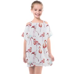 Rose Flamingos Kids  One Piece Chiffon Dress