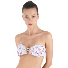 Rose Flamingos Twist Bandeau Bikini Top by goljakoff