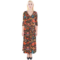 Khokhloma Quarter Sleeve Wrap Maxi Dress