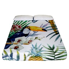 Tropical flowers Fitted Sheet (Queen Size)