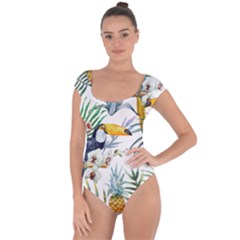 Tropical flowers Short Sleeve Leotard 