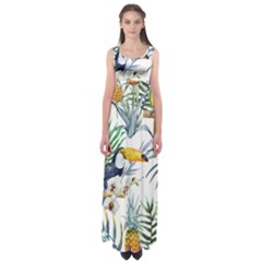 Tropical flowers Empire Waist Maxi Dress