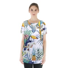 Tropical Flowers Skirt Hem Sports Top