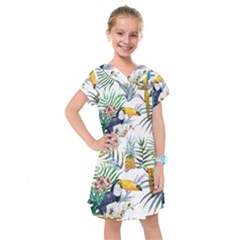 Tropical flowers Kids  Drop Waist Dress