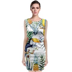 Tropical flowers Sleeveless Velvet Midi Dress