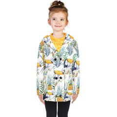 Tropical flowers Kids  Double Breasted Button Coat