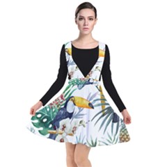 Tropical flowers Plunge Pinafore Dress