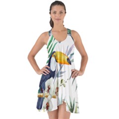 Tropical flowers Show Some Back Chiffon Dress