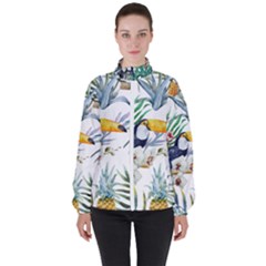 Tropical flowers Women s High Neck Windbreaker