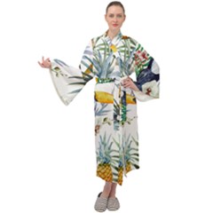 Tropical flowers Maxi Velour Kimono