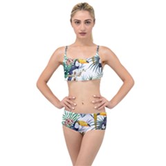 Tropical flowers Layered Top Bikini Set