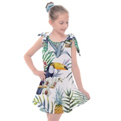 Tropical flowers Kids  Tie Up Tunic Dress