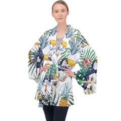 Tropical flowers Long Sleeve Velvet Kimono 