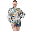 Tropical flowers High Neck Long Sleeve Chiffon Top View1