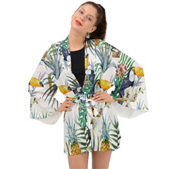 Tropical flowers Long Sleeve Kimono