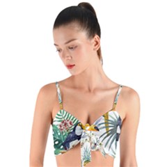 Tropical flowers Woven Tie Front Bralet