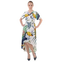 Tropical flowers Front Wrap High Low Dress