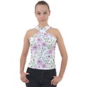 Rose flowers Cross Neck Velour Top View1