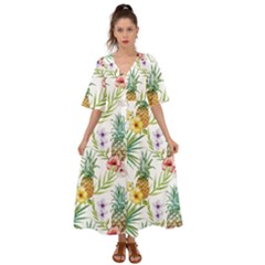 Tropical Pineapples Kimono Sleeve Boho Dress by goljakoff