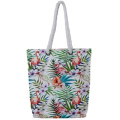 Tropical Flamingo Full Print Rope Handle Tote (small) by goljakoff