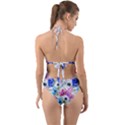 Purple flowers Halter Cut-Out One Piece Swimsuit View2