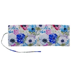 Purple Flowers Roll Up Canvas Pencil Holder (m) by goljakoff