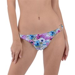 Purple Flowers Ring Detail Bikini Bottom by goljakoff