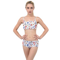 Flowers Pattern Layered Top Bikini Set