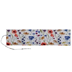 Flowers Pattern Roll Up Canvas Pencil Holder (l) by goljakoff