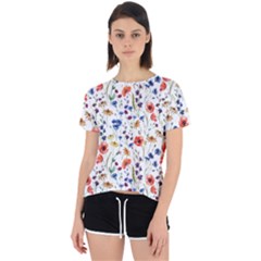 Flowers Pattern Open Back Sport Tee by goljakoff