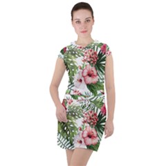 Tropical Flowers Drawstring Hooded Dress by goljakoff
