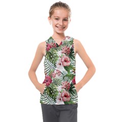 Tropical Flowers Kids  Sleeveless Hoodie by goljakoff