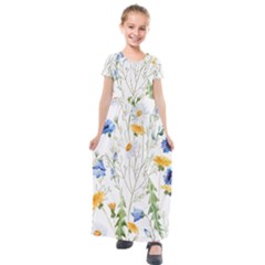 Summer Flowers Kids  Short Sleeve Maxi Dress by goljakoff