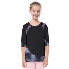 Floral Pink And Purple Moon Kids  Quarter Sleeve Raglan Tee