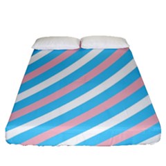 Transgender Pride Diagonal Stripes Pattern Fitted Sheet (queen Size) by VernenInk
