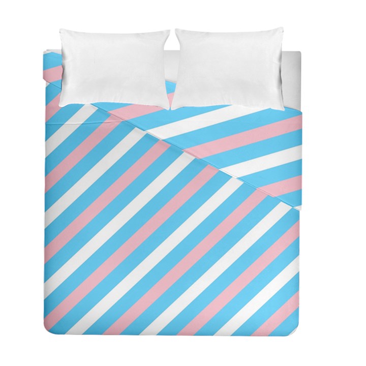 Transgender Pride Diagonal Stripes Pattern Duvet Cover Double Side (Full/ Double Size)