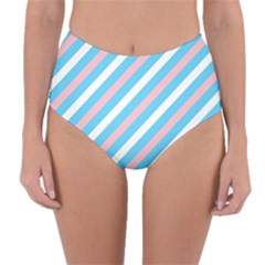 Transgender Pride Diagonal Stripes Pattern Reversible High-waist Bikini Bottoms by VernenInk