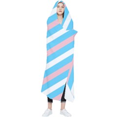 Transgender Pride Diagonal Stripes Pattern Wearable Blanket by VernenInk