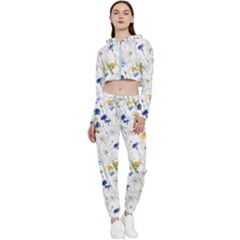 Summer Flowers Pattern Cropped Zip Up Lounge Set by goljakoff