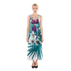 Tropical Flowers Sleeveless Maxi Dress by goljakoff