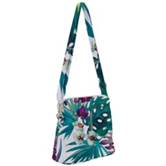 Tropical Flowers Zipper Messenger Bag by goljakoff
