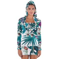 Tropical Flowers Long Sleeve Hooded T-shirt by goljakoff