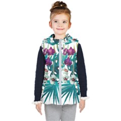 Tropical Flowers Kids  Hooded Puffer Vest by goljakoff